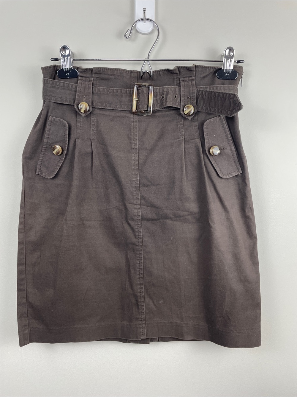 Ann Taylor Cotton Mini Skirt in Brown with Belt
